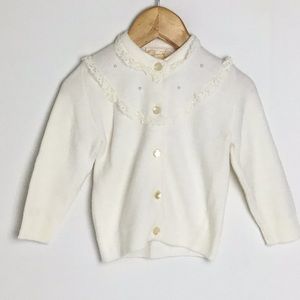 Vintage White Baby Cardigan Sweater by Charles of Miami.  Size 6-9M.
